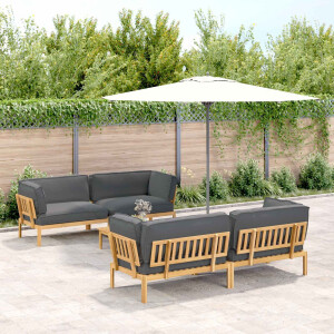 vidaXL Bankstel met kussen Effen 5 pcs Antraciet Massief Acaciahout