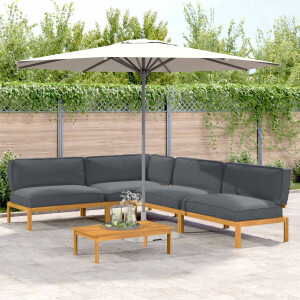 vidaXL Bankstel met kussen Effen 5 pcs Antraciet Massief Acaciahout