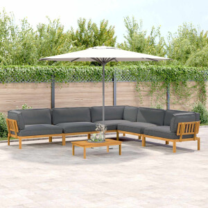 vidaXL Bankstel met kussen Effen 6 pcs Antraciet Massief Acaciahout