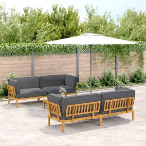 vidaXL Bankstel met kussen Effen 5 pcs Antraciet Massief Acaciahout