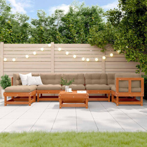 vidaXL Tuin loungeset ARAKIL 8 pcs Wasbruin Massief grenenhout