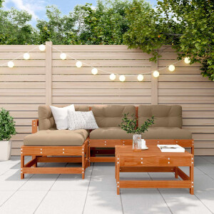 vidaXL Tuin loungeset 5 pcs Wasbruin Massief grenenhout