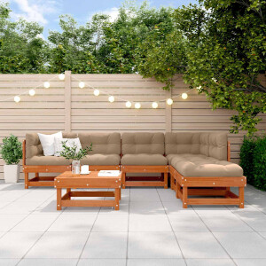 vidaXL Tuin loungeset 7 pcs Wasbruin Massief grenenhout