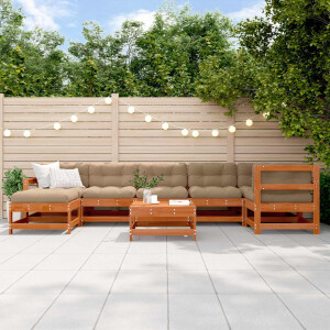 vidaXL Tuin loungeset 8 pcs Wasbruin Massief grenenhout