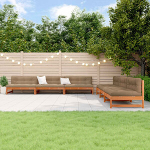 vidaXL Tuin loungeset 6 pcs Wasbruin Massief grenenhout