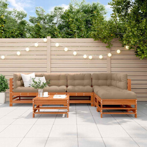vidaXL Tuin loungeset 7 pcs Wasbruin Massief grenenhout