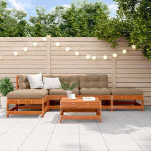 vidaXL Tuin loungeset 6 pcs Wasbruin Massief grenenhout