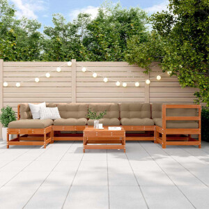 vidaXL Tuin loungeset 8 pcs Wasbruin Massief grenenhout