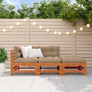 vidaXL Tuin loungeset 3 pcs Wasbruin Massief grenenhout