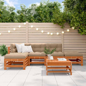 vidaXL Tuin loungeset 5 pcs Wasbruin Massief grenenhout