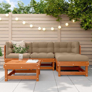 vidaXL Tuin loungeset 5 pcs Waskleur Bruin Massief grenenhout