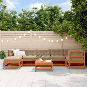 vidaXL Tuin loungeset 8 pcs Wasbruin Massief grenenhout