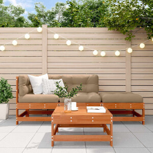 vidaXL Tuin loungeset 4 pcs Wasbruin Massief grenenhout