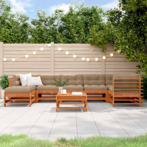 vidaXL Tuin loungeset 8 pcs Wasbruin Massief grenenhout