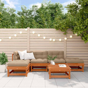 vidaXL Tuin loungeset 6 pcs Wasbruin Massief grenenhout