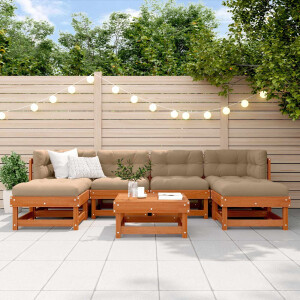 vidaXL Tuin loungeset 7 pcs Waskleur Bruin Massief grenenhout