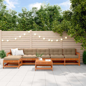 vidaXL Tuin loungeset 6 pcs Wasbruin Massief grenenhout