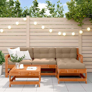 vidaXL Tuin loungeset 5 pcs Wax Bruin Den Massief grenenhout