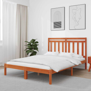 vidaXL Bedframe Wasbruin 205,5 x 145,5 x 100 cm Massief Vurenhout