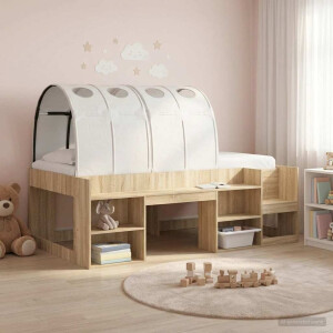 vidaXL Bedtunnel 2 pcs Wit 211 x 67.5 x 2 cm Polyester