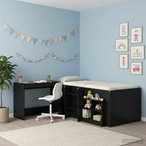 vidaXL Bed Bureau Zwart eiken Bewerkt hout 100 x 45 x 75 cm