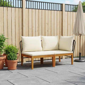 vidaXL 2 st Tuin Loungeset met Kussens Massief acaciahout & touw