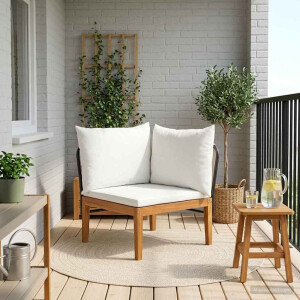 vidaXL Tuin Hoek Sofa met Kussens Massief acaciahout & touw Naturel