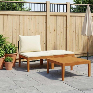 vidaXL 3 st Tuin Loungeset met Kussens Massief acaciahout & touw