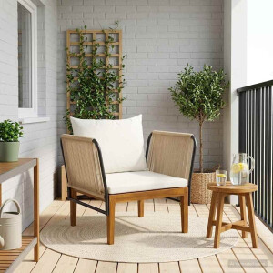 vidaXL Tuinstoel met Kussens Massief acaciahout & touw Naturel