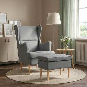 vidaXL Fauteuil met Voetenbank 2 st Lichtgrijs Stof