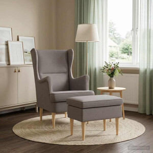 vidaXL Fauteuil met Voetenbank 2 st Taupe Stof