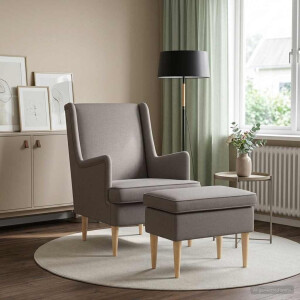 vidaXL Fauteuil met Voetenbank 2 st Taupe Stof
