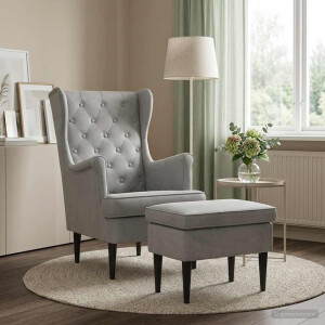 vidaXL Fauteuil met Voetenbank 2 st Lichtgrijs Fluweel