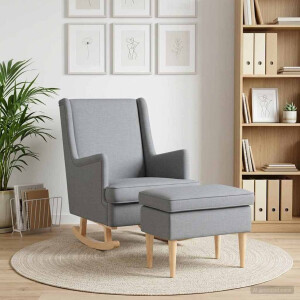 vidaXL Fauteuil met Voetenbank 2 st Lichtgrijs Stof