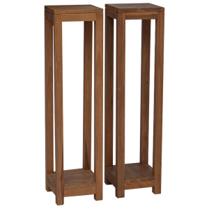 vidaXL Plantenstandaard 2 st Naturel 25 x 25 x 100 cm Massief Teakhout