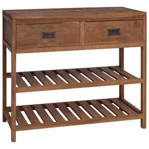 vidaXL Badkamerkast Naturel 90 x 45 x 75 cm Massief Teakhout