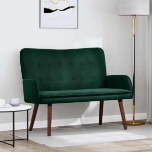 vidaXL 2-Zits Sofa Donkergroen 115 x 61 x 87 cm Fluweel (V)