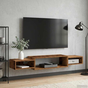 vidaXL Wandgemonteerd tv-meubel Muurmontage Oud hout 140 x 28 x 21 cm