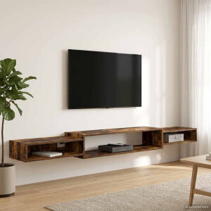 vidaXL Wandgemonteerd tv-meubel Muurmontage Gerookt eiken
