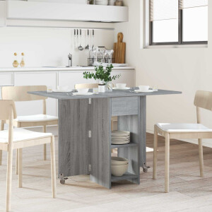 vidaXL Eettafel 115 x 70 x 75 cm Bewerkt hout Grijs Sonoma Rechthoekig