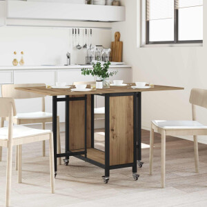 vidaXL Opvouwbare eettafel met wielen 130 x 80 x 76,5 cm staal PB
