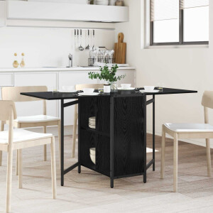 vidaXL Eettafel 144 x 60 x 75 cm Bewerkt hout Zwart eiken Rechthoekig