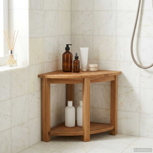 vidaXL Badkamer Bijzettafel Naturel 45 x 45 x 46 cm Massief Teakhout