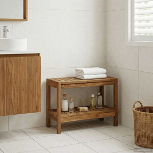 vidaXL Badkamer Zijtafel Naturel 60 x 30 x 45 cm Massief Teakhout