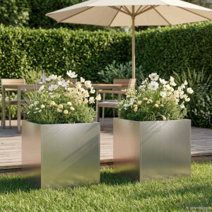 vidaXL Plantenbak 2 st zilver 25 x 25 x 25 cm Roestvrij staal