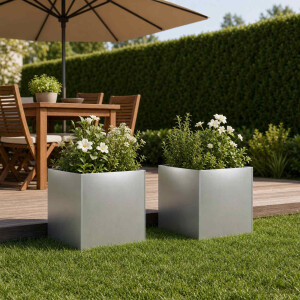 vidaXL Plantenbak 2 st zilver 25 x 25 x 25 cm Gegalvaniseerd staal