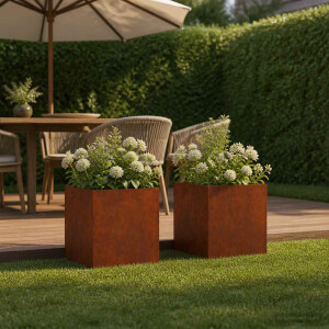 vidaXL Plantenbak 2 st Roestkleurig 25 x 25 x 25 cm weervast staal