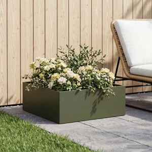 vidaXL Plantenbak Olijfgroen 60 x 60 x 20 cm Koudgewalst staal