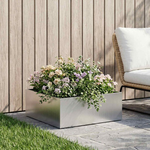 vidaXL Plantenbak zilver 60 x 60 x 20 cm Roestvrij staal