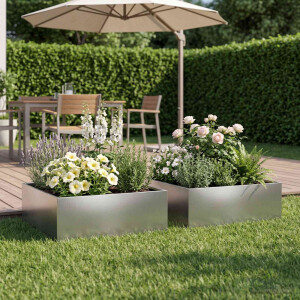 vidaXL Plantenbak 2 st zilver 60 x 60 x 20 cm Roestvrij staal